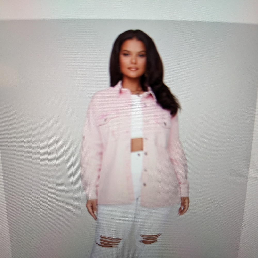 Fashion to Figure OX 14W Pink Denim Stretch Jacket